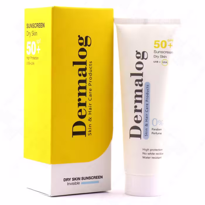 کرم ضد آفتاب پوست خشک بی رنگ SPF50 درمالوگ 50 میلی لیتر