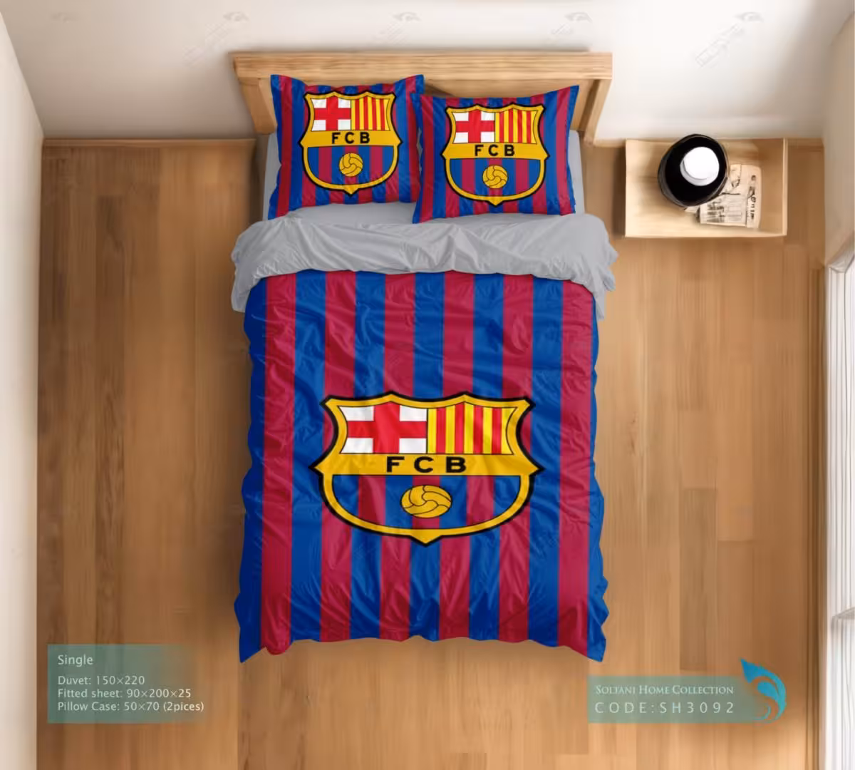 روتختی و ست کامل طرح باشگاه فوتبال بارسلونا سایز یکنفره کد SH3092