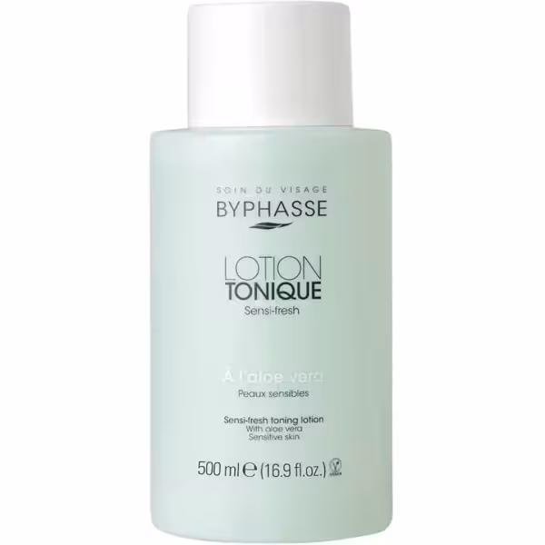 تونر آلوئه ورا بایفاس مناسب پوست خشک و حساس حجم 500 میل Byphasse Sensi-fresh Aloe vera Sensetive Skin