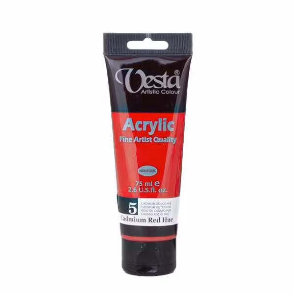 رنگ اکریلیک وستا قرمز کادمیم کد 5 cadmium red hue