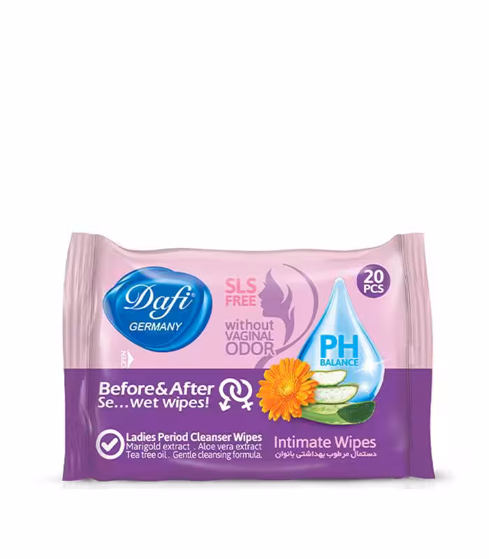 دستمال مرطوب بهداشتی دافی مدل لیدیز – بسته 20 عددی
