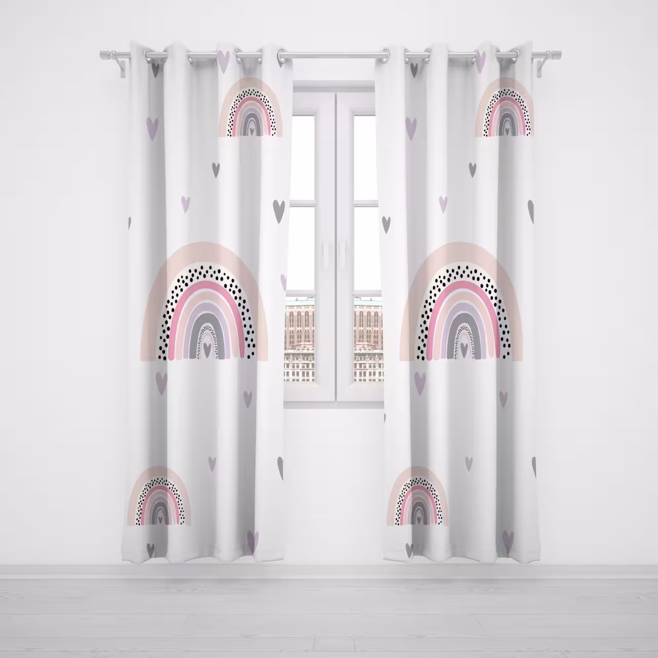 پرده پنلی بچگانه طرح رنگین کمان کد A2728