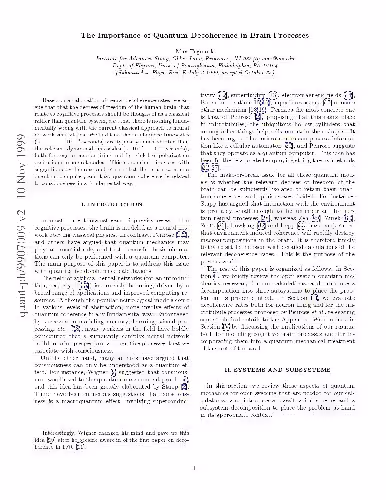 خرید و دانلود نسخه کامل کتاب Importance of quantum decoherence in brain processes (quant-ph 9907009)
