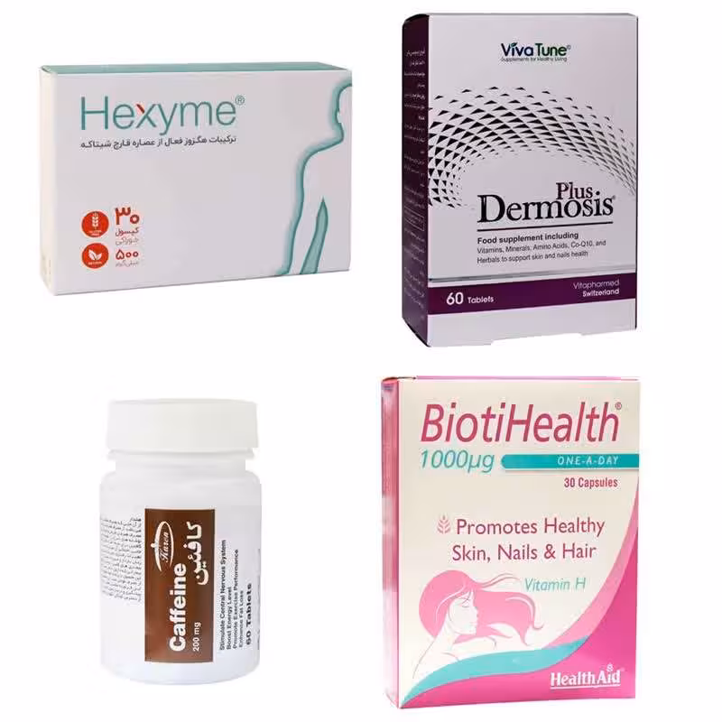 پک کپسول هگزایم، قرص درموسیس پلاس ویواتیون، کافئین کارن، بیوتی هلث هلث اید