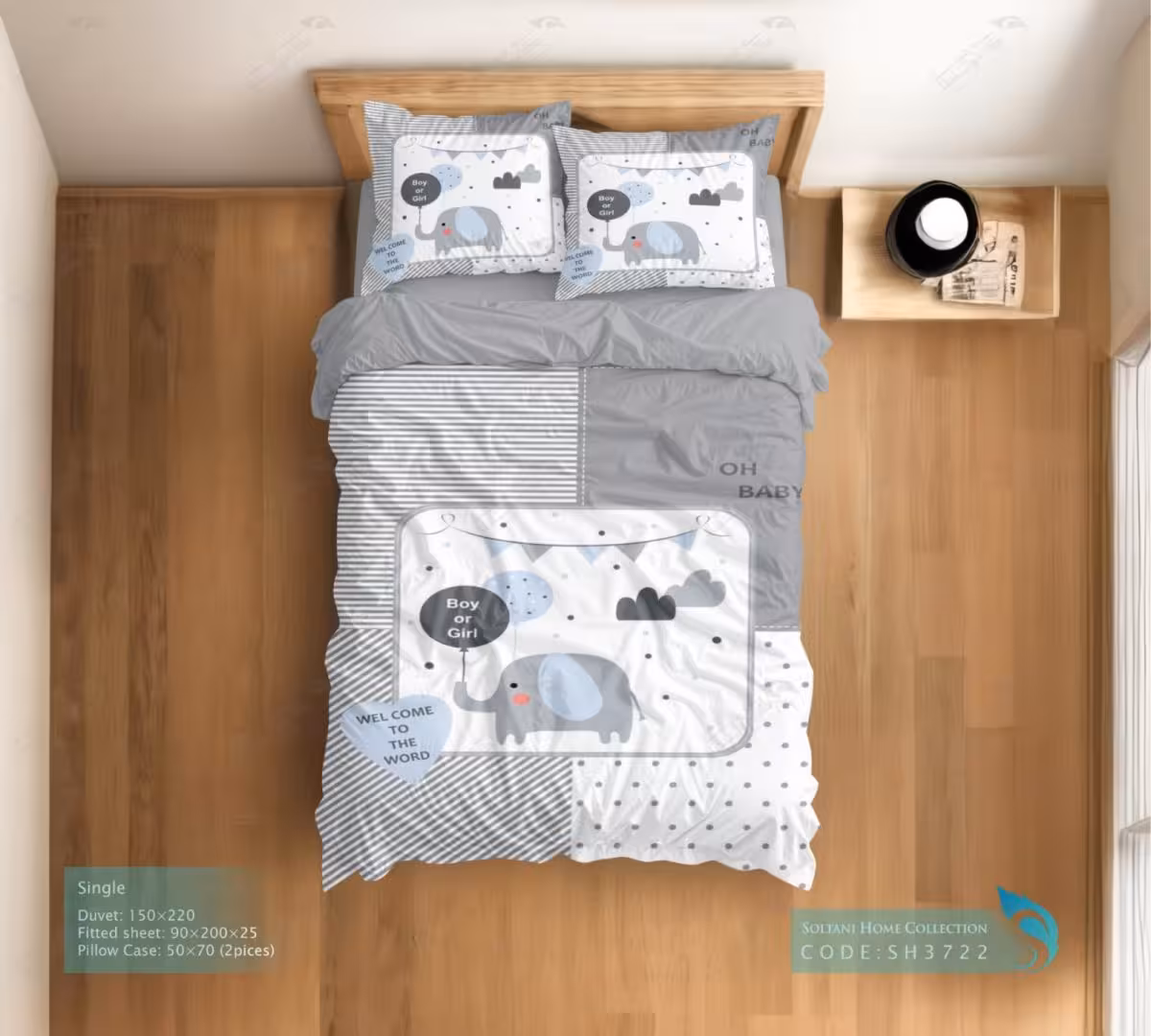 روتختی و ست کامل طرح فیل سایز یکنفره کد SH3722