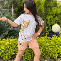 تیشرت شورتک دخترانه وارداتی ترک برند زارا zara مناسب 2 تا 8 سال گلبهی