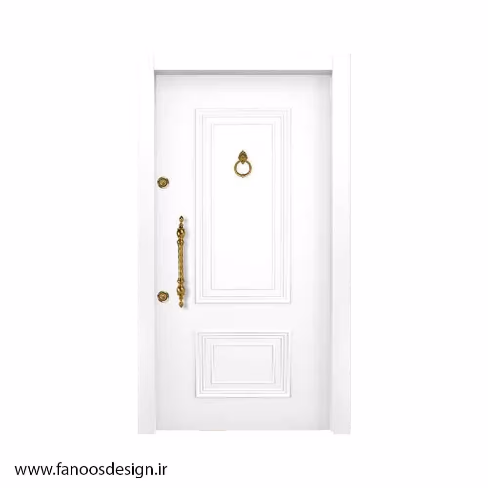 درب ضد سرقت سفید با روکش چوب کد 1321