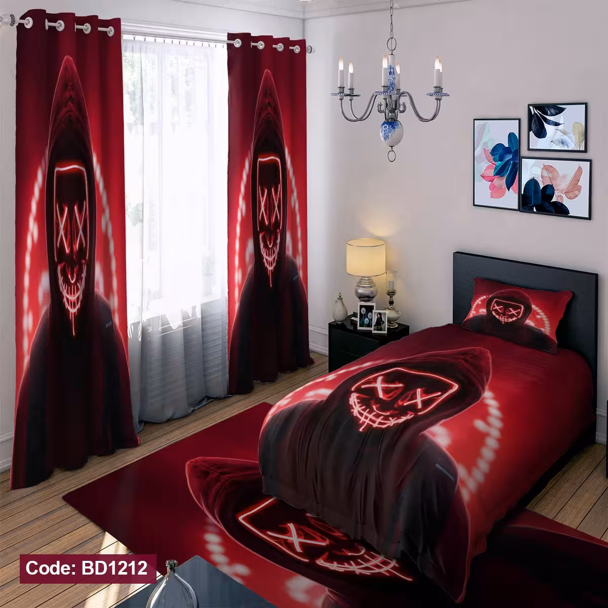 پرده پانچی مخمل چاپی پسرانه کد 1212