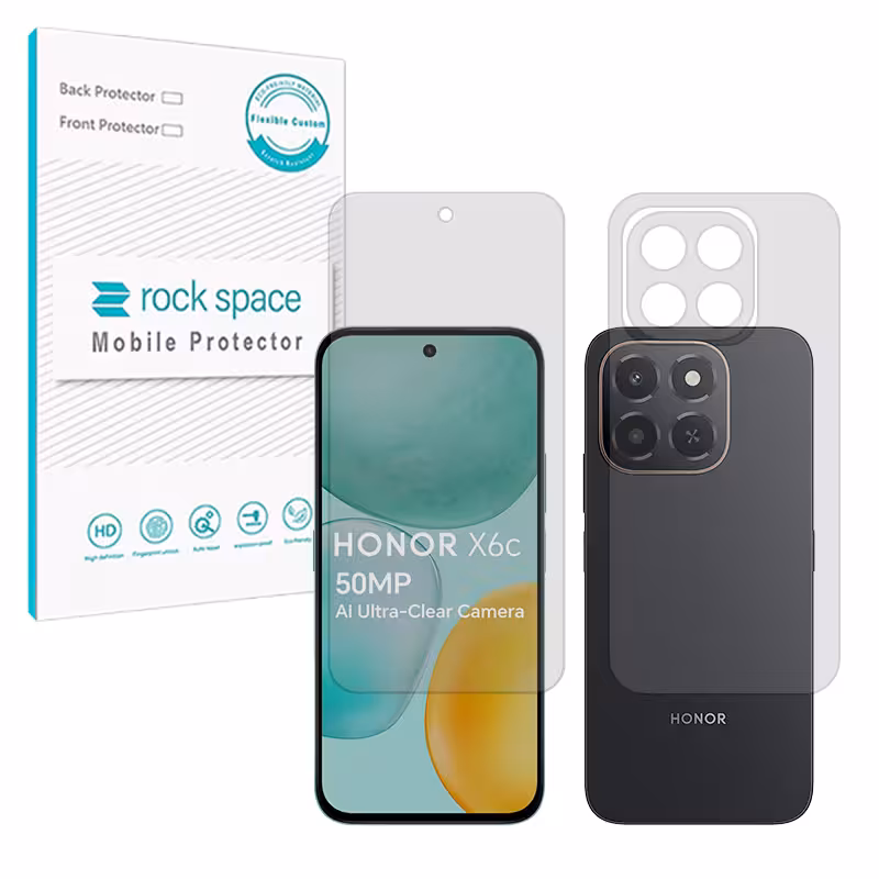 گلس صفحه نمایش و پشت گوشی آنر X6c مدل نانو هیدروژل مات برند راک اسپیس کد SS