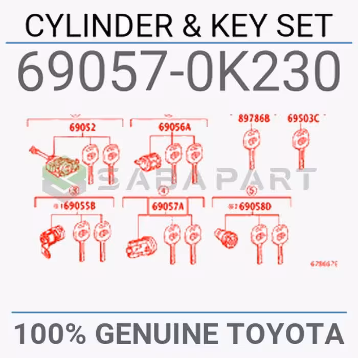 مغزی قفل درب و کلید تویوتا هایلوکس – محصول اصلی