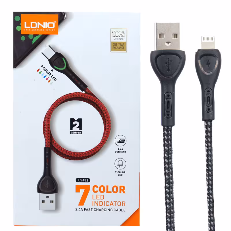 کابل کنفی آیفونی LDNIO LS482 2.4A 2m