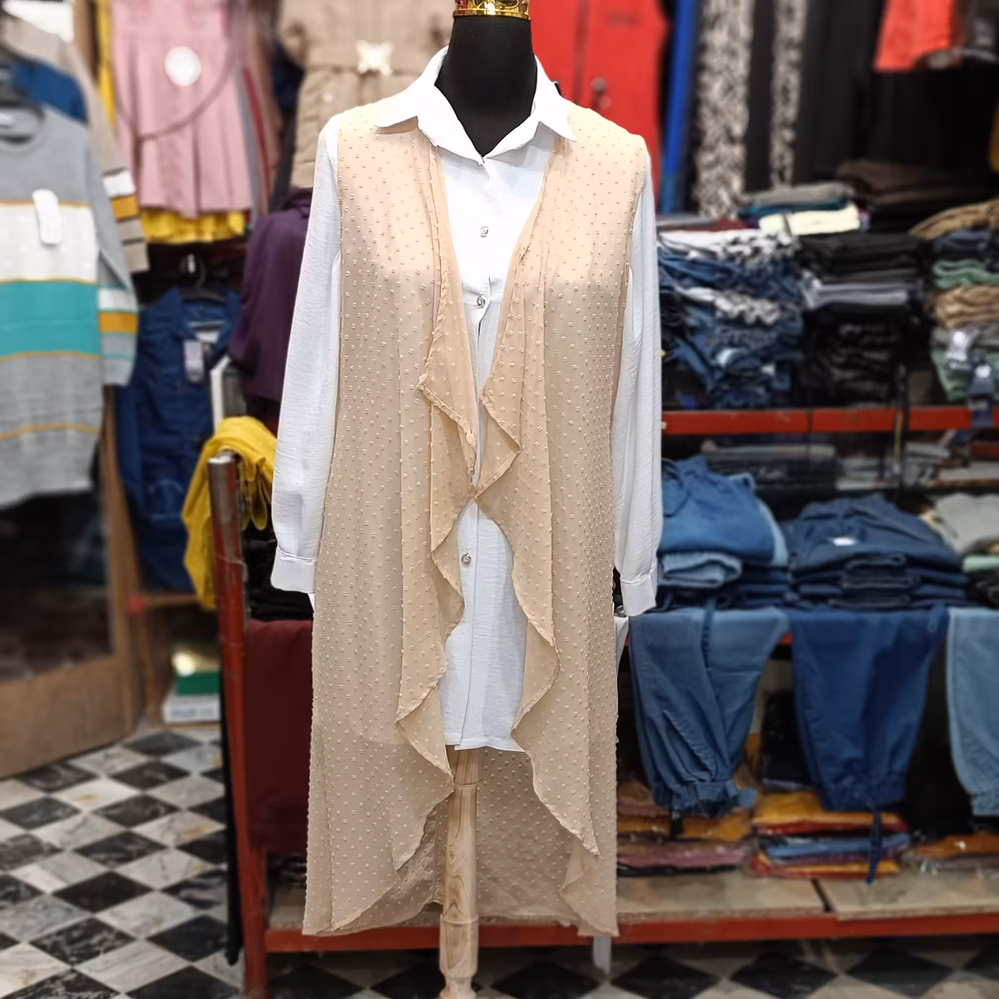 مانتو زنانه 2 تیکه ابروبادی و حریر اشکی