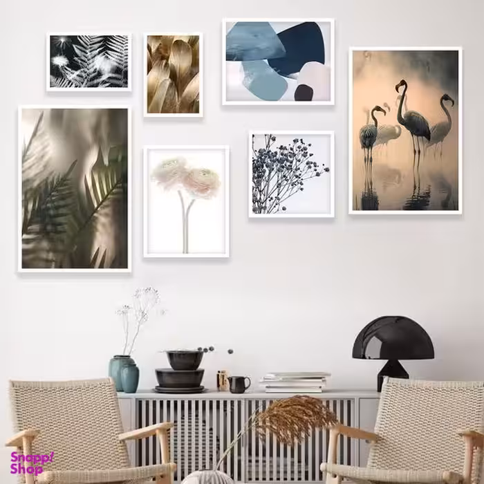 تابلو بکلیت مدل طرح برگ و فلامینگو و قاصدک W-965  مجموعه 7 عددی