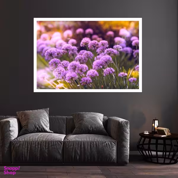 تابلو بکلیت طرح طبیعت و گل بنفش مدل قاب شاسی W-s8680