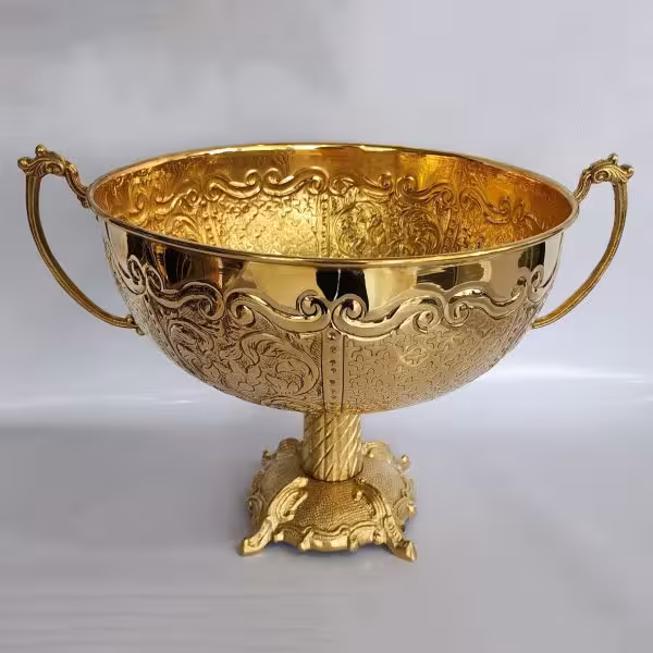 کشکول برنجی هندی ارتفاع 29cm قطر با دسته 41cm کد 110261