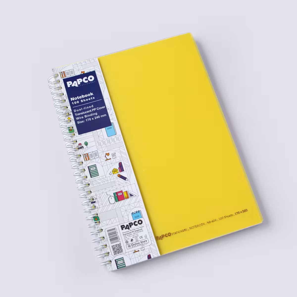 دفتر زبان انگلیسی دو خط زرد پاپکو (PAPCO)