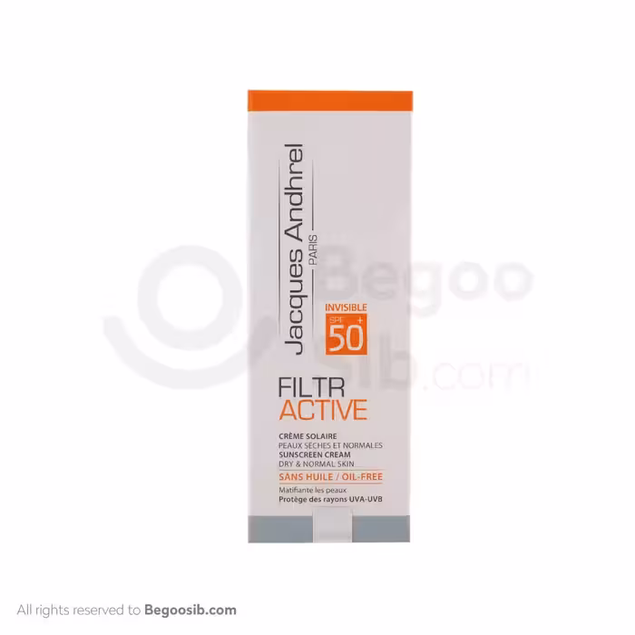 کرم ضد آفتاب SPF50 ژاک آندرل پاریس مناسب پوست های خشک و معمولی بدون رنگ 50 میلی لیتری