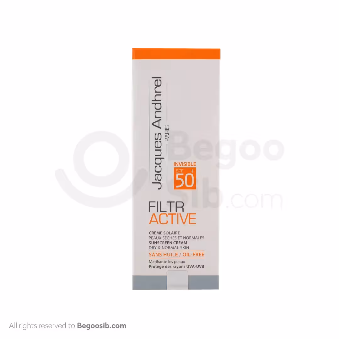 کرم ضد آفتاب SPF50 ژاک آندرل پاریس مناسب پوست های خشک و معمولی بدون رنگ 50 میلی لیتری