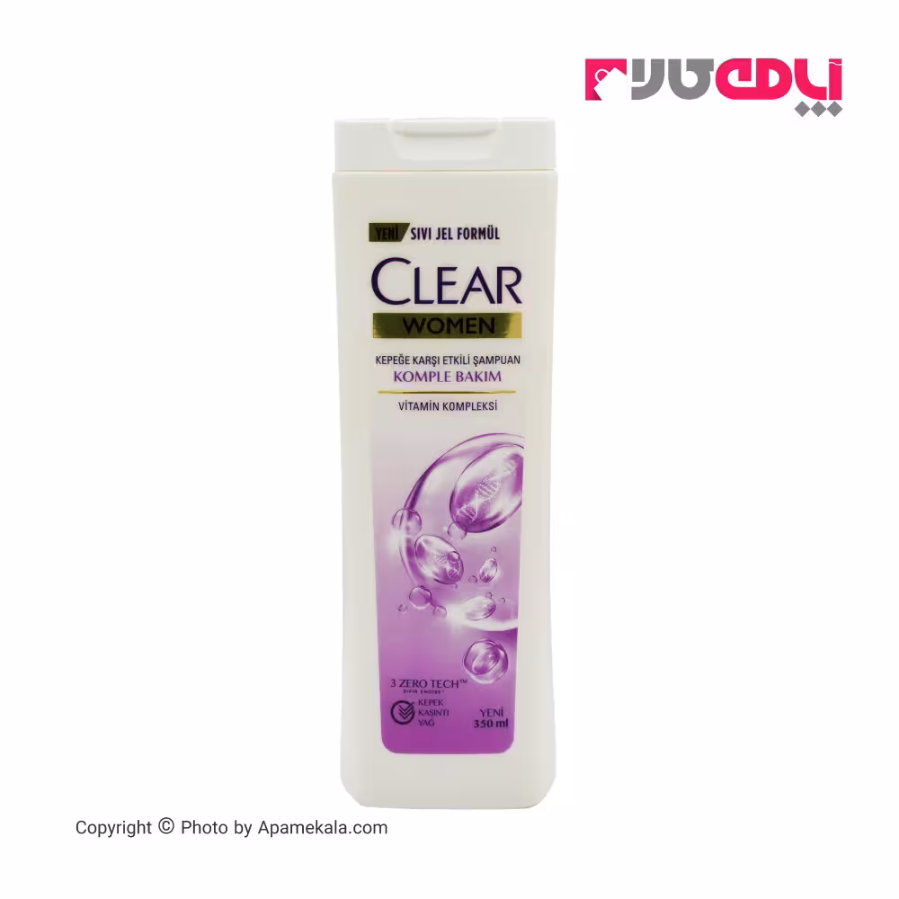 شامپو کلیر زنانه CLEAR WOMEN ویتامینه و ضدشوره مدل KOMPLE BAKIM حجم 350 میل