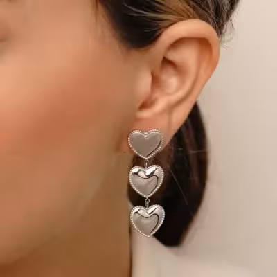 گوشواره آویز دار طرح قلب مجلسی. استیل با عیار 316 . ORG309.