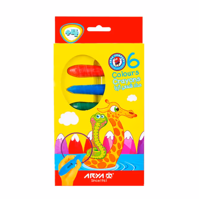 مداد شمعی 6 رنگ آریا مدل crayons