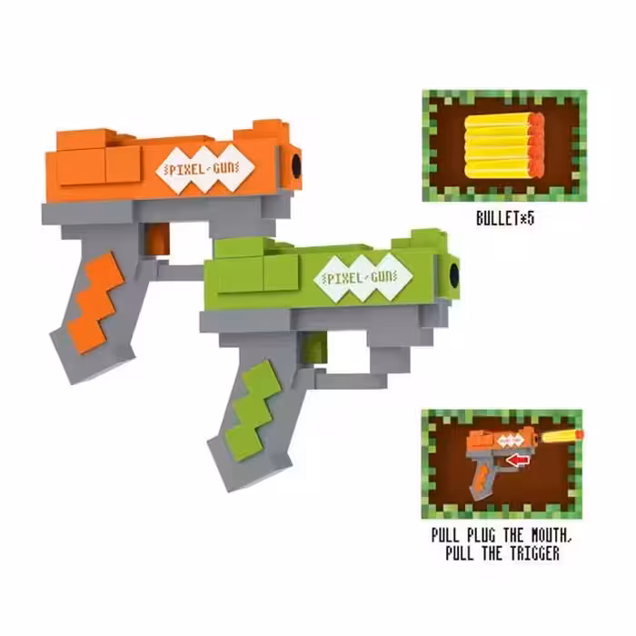 تفنگ تیر اسفنجی ماینکرافت  PIXEL GUN TOY ITEM NO _ 828/2