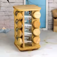 جا ادویه چوبی ایستاده 16 تایی گردان مربع کد 99164 از برند لونا رابروود