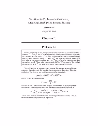 خرید و دانلود نسخه کامل کتاب Solutions to Problems in Goldstein, Classical Mechanics, Second Edition