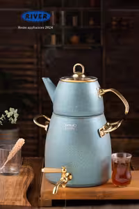 کتری قوری شیردار 4/5 لیتر گرانیتی طرح ترک ریور RIVER سبز کد 5882