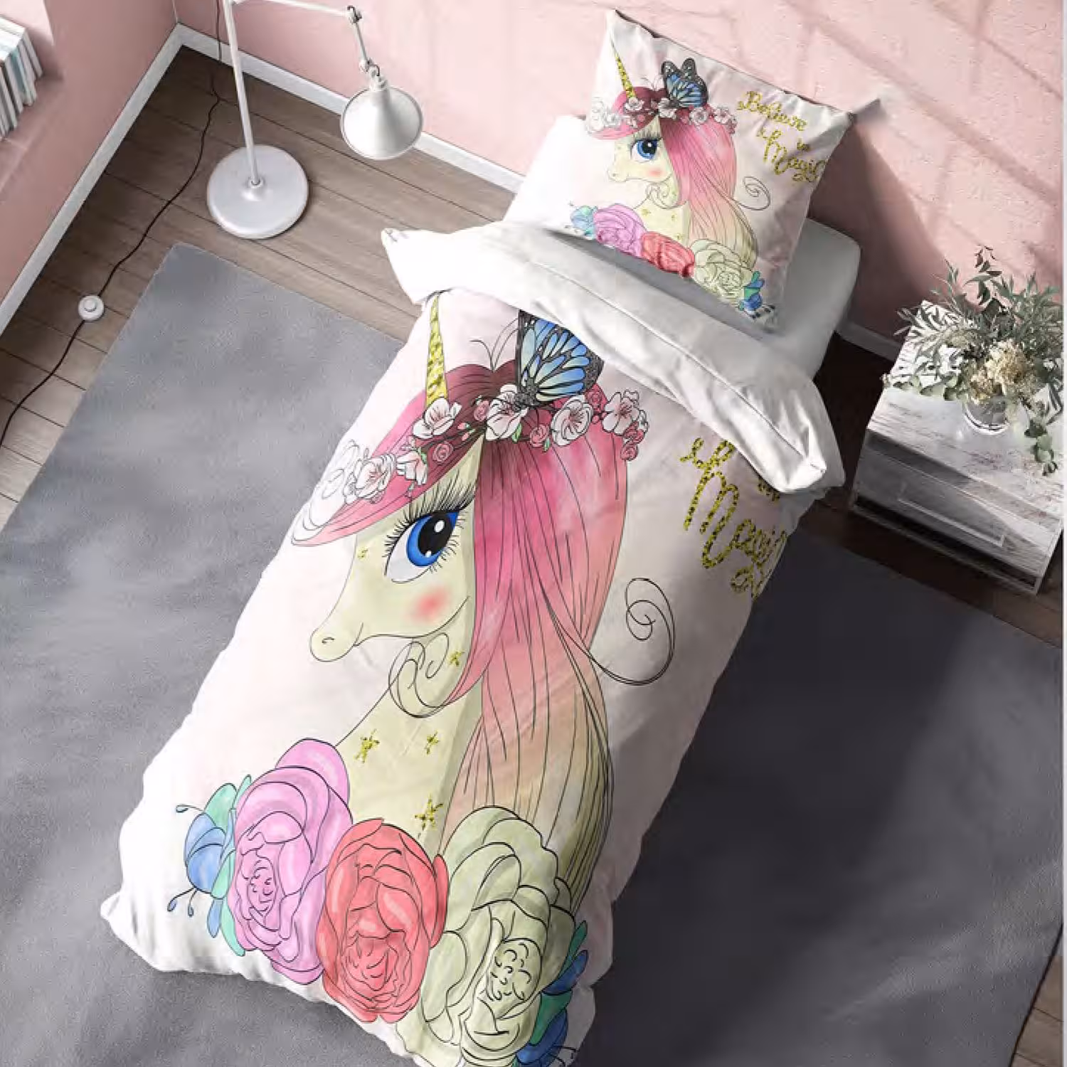 سرویس خواب کد M-8104 طرح تک شاخ یکنفره 4 تکه