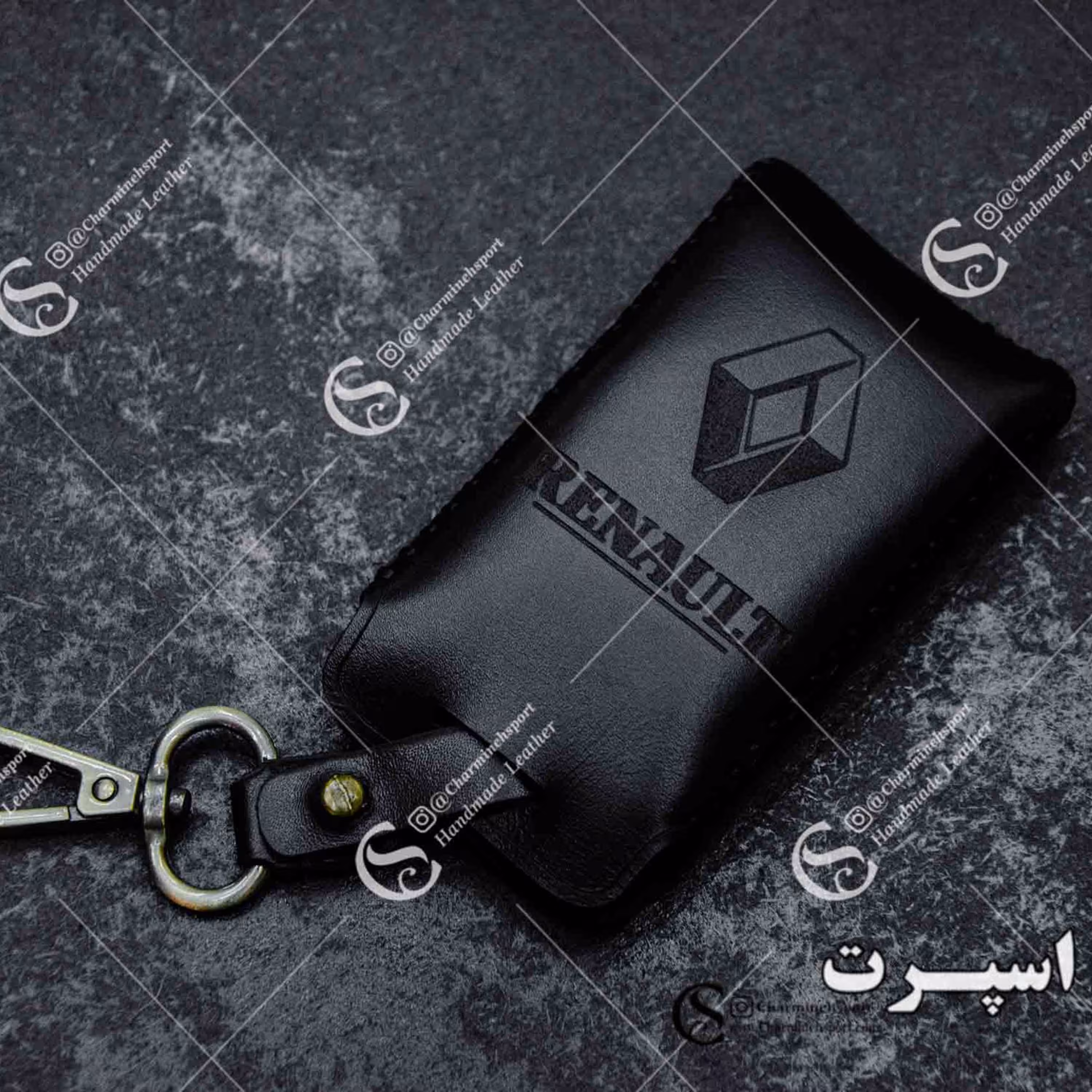 جاسوییچی چرم طبیعی گاوی مشکی مناسب رنو تالیسمان و کلئوس