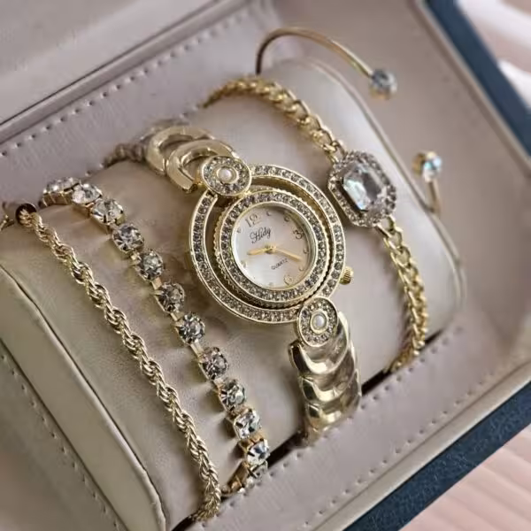 ست ساعت  و دستبند 5 تکه زنانه مدل ای پی AP