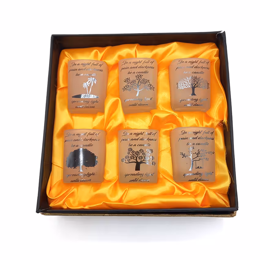 ست هدیه کاپ قهوه 6عددی سفید مات مدل مربع طرح درخت کد 710063