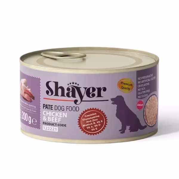 کنسرو پته سگ شایر طعم مرغ و گوشت 200 گرمی