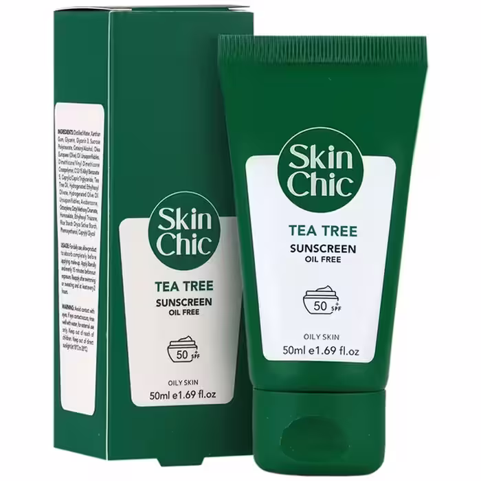 کرم ضد آفتاب 50 SPF عصاره درخت چای اسکین شیک 50 میلی لیتر Skin Chic