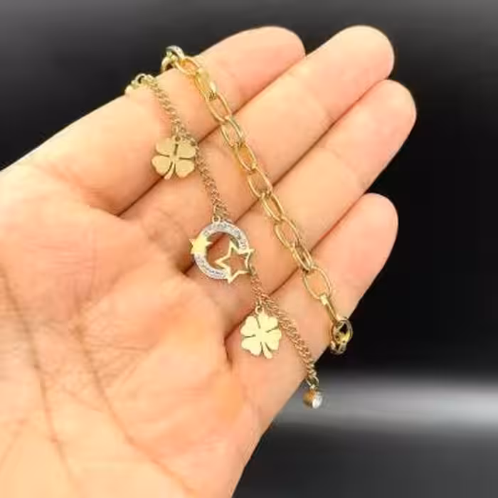 دستبند استیل 2لاین اویزدار