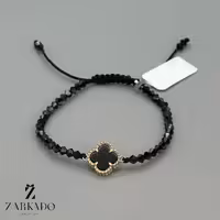 دستبند سنگی و طلا ونکلیف مشکی