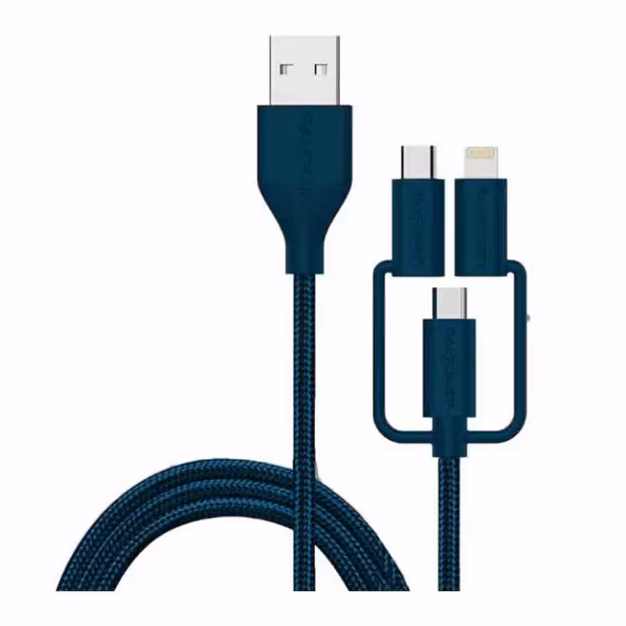کابل تبدیل 1 متری USB-A به Lightning ، Type-c و Micro-USB راوپاور RP-CB021