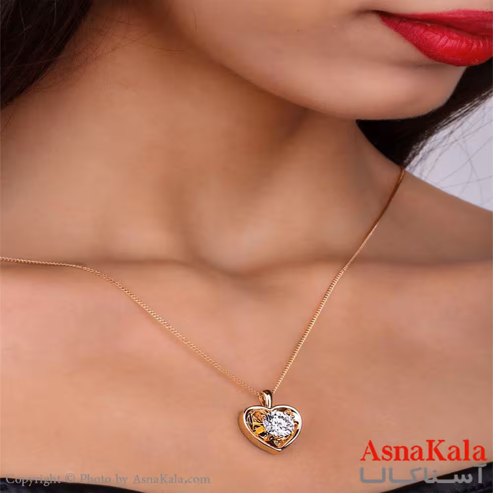 گردنبند قلب نگین دار ژوپینگ Xuping Necklace کد GNB16149W -آسناکالا
