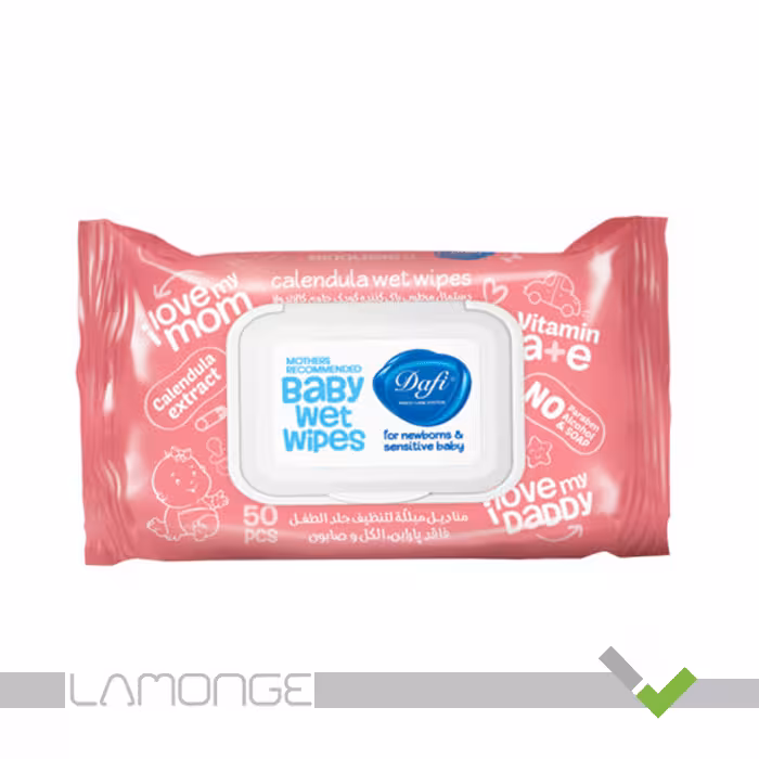 دستمال مرطوب کودک کالاندولا دافی مناسب پوست حساس بسته 50 عددی
