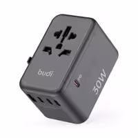 شارژر دیواری 30 وات بودی مدل Budi AC355B30 با خروجی USB و USB-C