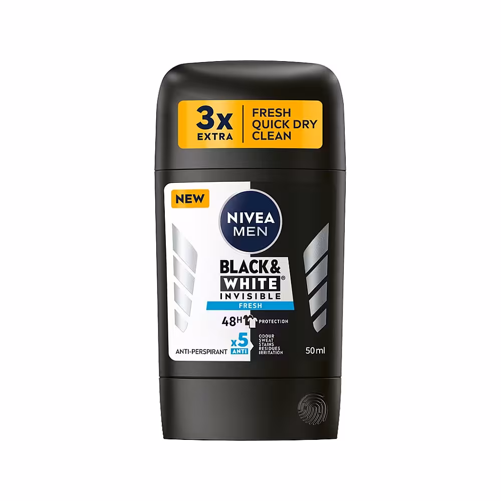 مام صابونی مردانه نیوا Nivea مدل Black and White Invisible Fresh حجم 50 میل
