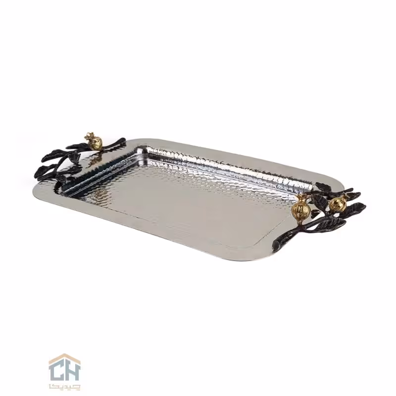 سینی استیل و برنج مستطیل کوچک گلدکیش طرح Ruby مدل GK879126-1