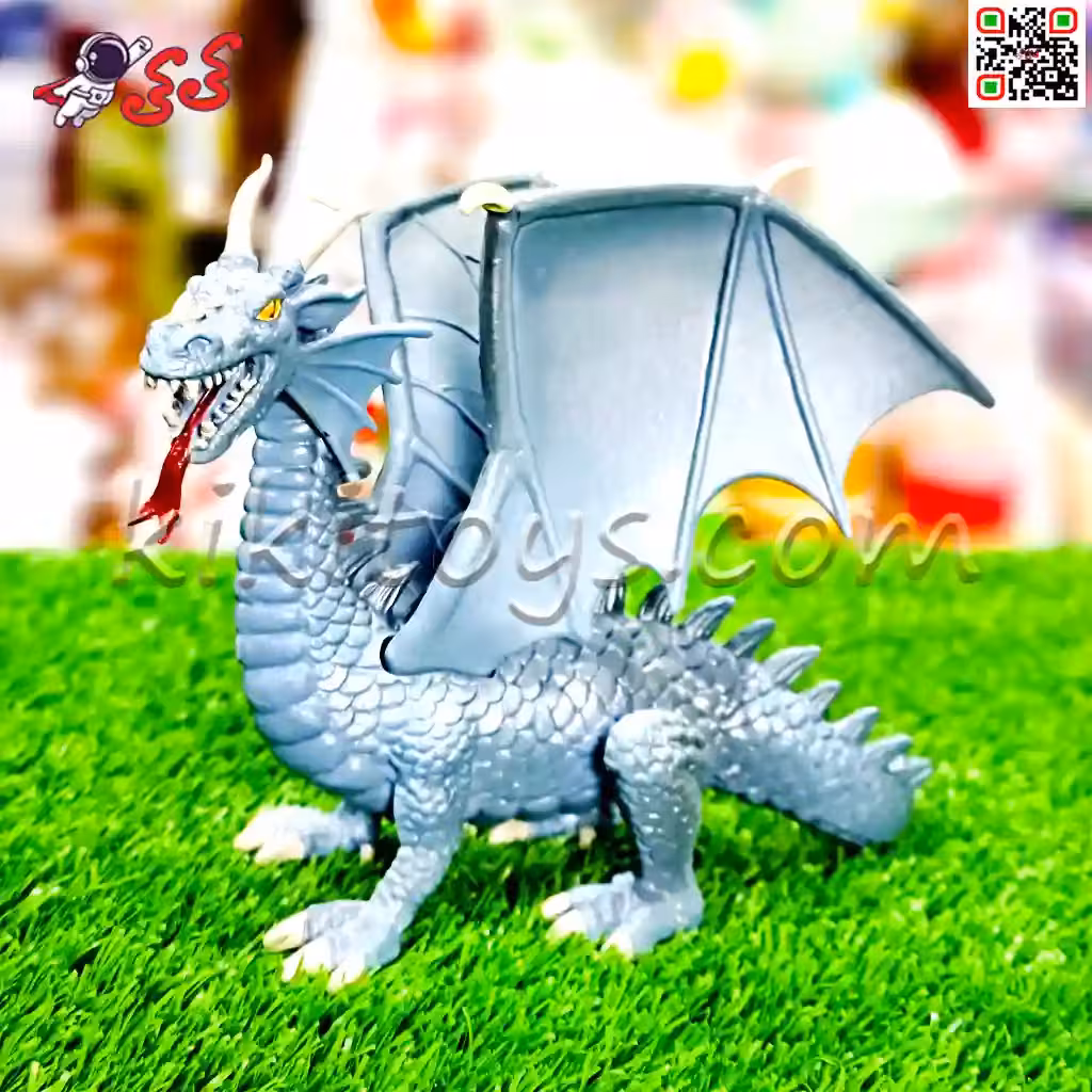 فیگور اژدهای بالدار خاکستری اسباب بازی DINOSAUR WORLD 7001