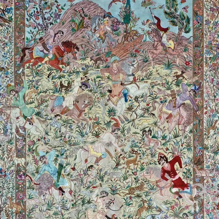 فرش دستباف 12 متری پورمعمار مدل شکارگاه کد 110