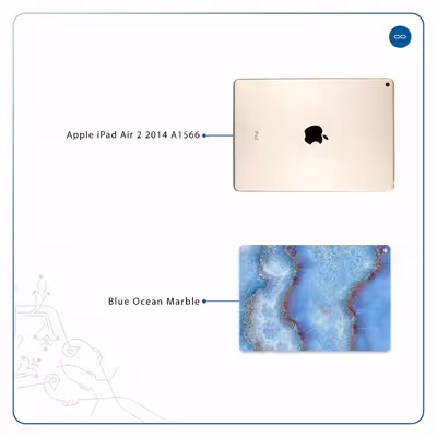 برچسب پوششی ماهوت مدل Blue Ocean Marble مناسب برای تبلت اپل iPad Air 2 2014 A1566