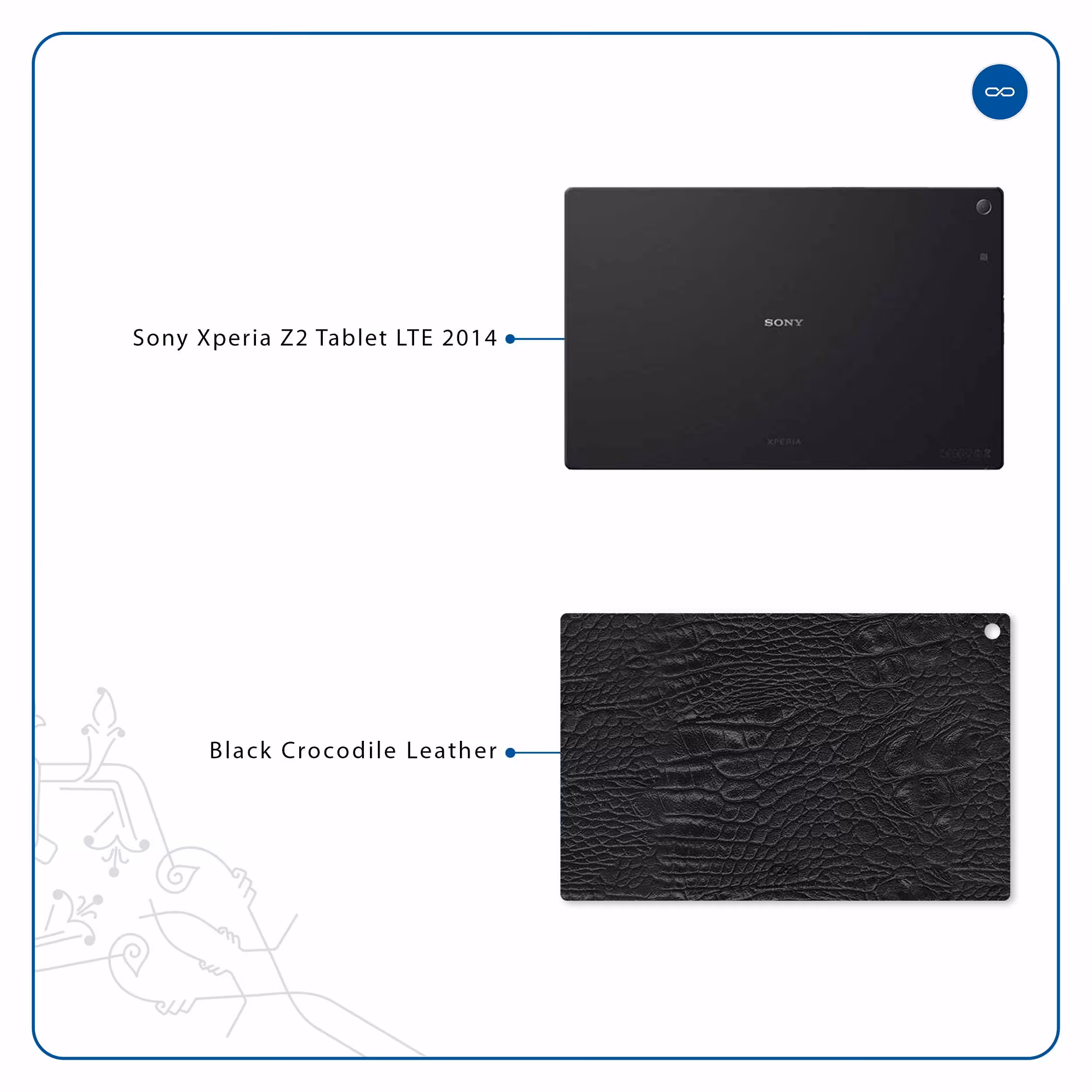 برچسب پوششی ماهوت مدل Black-Crocodile-Leather مناسب برای تبلت سونی Xperia Z2 Tablet LTE 2014