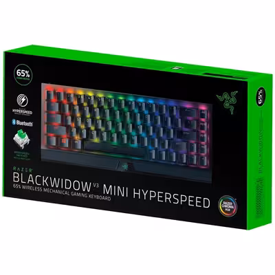کیبورد مخصوص بازی بی سیم ریزر مدل Blackwidow V3 mini Hyperspeed Green Switches