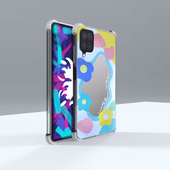 کاور لاین کینگ مدل آینه ایی نشکن طرح گل مناسب برای گوشی موبایل سامسونگ Galaxy A22 4G