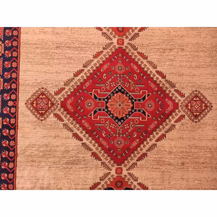 فرش ماشینی زمرد مشهد مدل کهنه نما زمینه لاکی